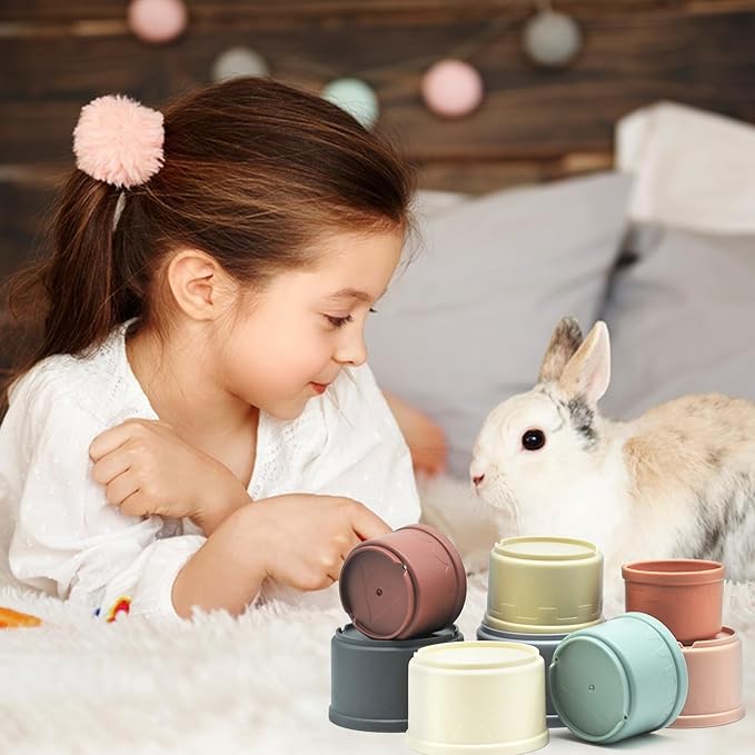 JINTANG 8 Piezas Vasos Apilables de Conejito - Juguete de Inteligencia y Entrenamiento para Roedores