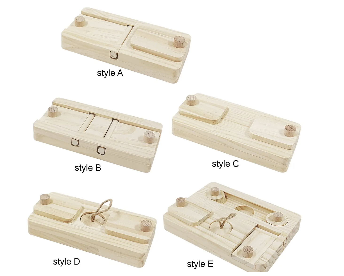 Puzzle de Inteligencia de Madera Natural para Conejos — Juguete Interactivo de Forrajeo (5 Modelos)