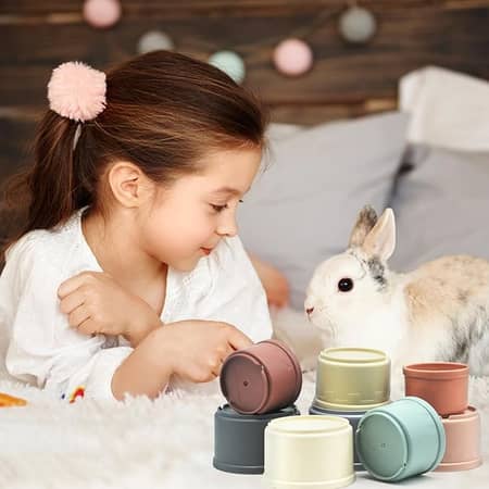 JINTANG 8 Piezas Vasos Apilables de Conejito - Juguete de Inteligencia y Entrenamiento para Roedores
