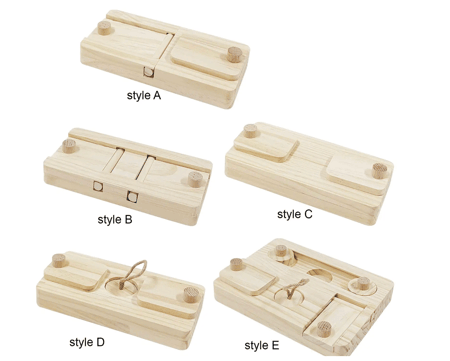 Puzzle de Inteligencia de Madera Natural para Conejos — Juguete Interactivo de Forrajeo (5 Modelos)