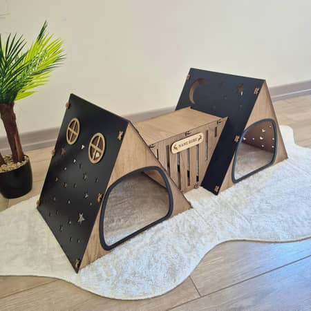 Casa de Madera Artesanal para Conejos: Abedul Natural y Diseño Seguro