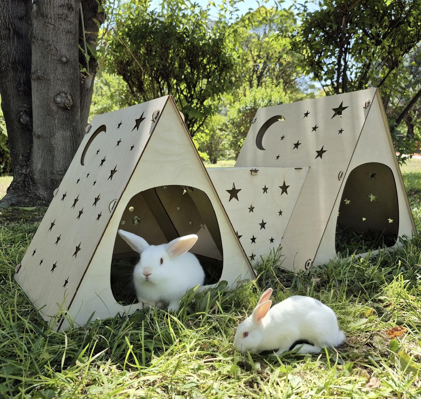 Bungalow Orgánico Doble para Conejos: Espacio Seguro para Dos