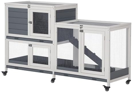 Conejera Eco-Friendly de 2 Pisos: Madera Natural y Seguridad Total