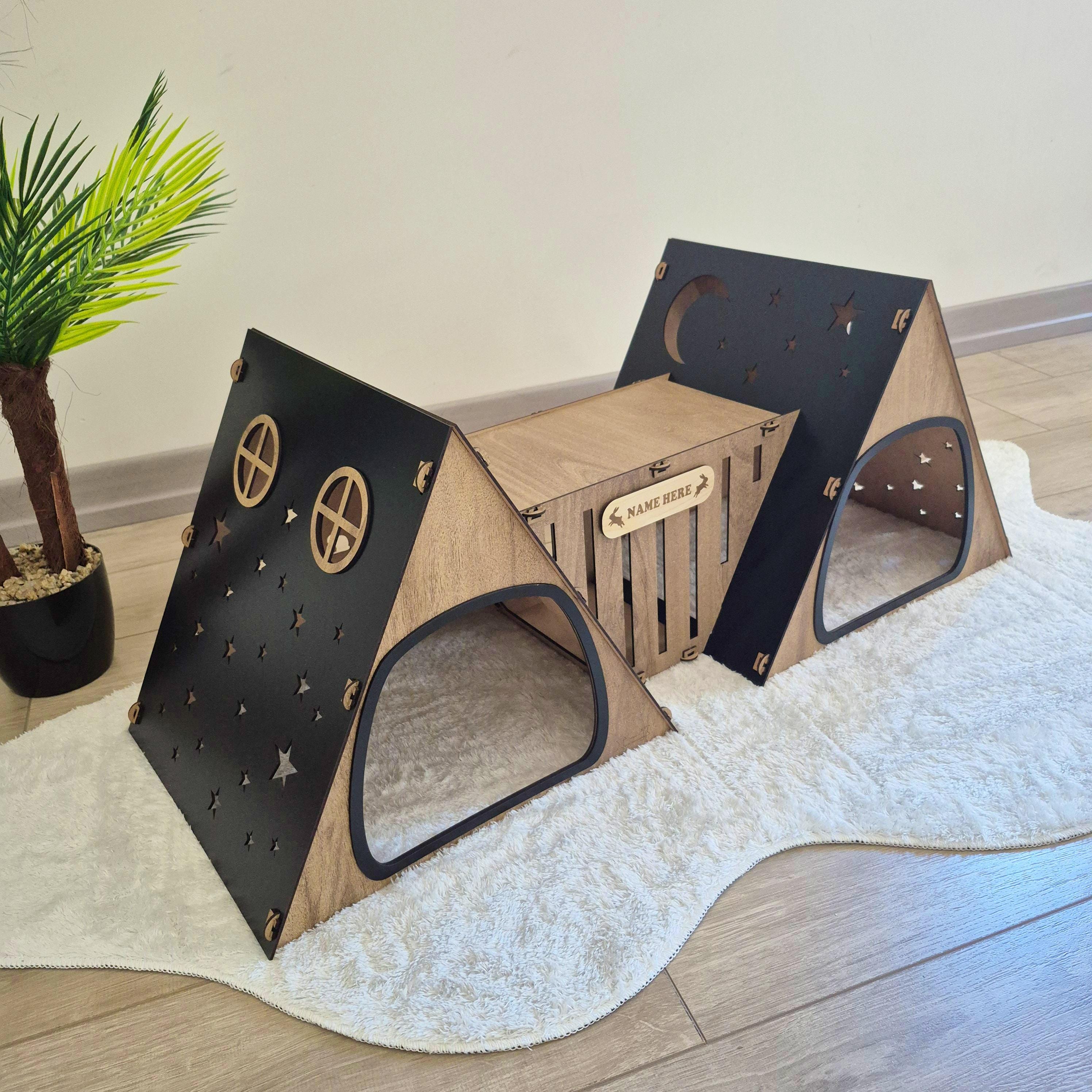 Casa de Madera Artesanal para Conejos: Abedul Natural y Diseño Seguro