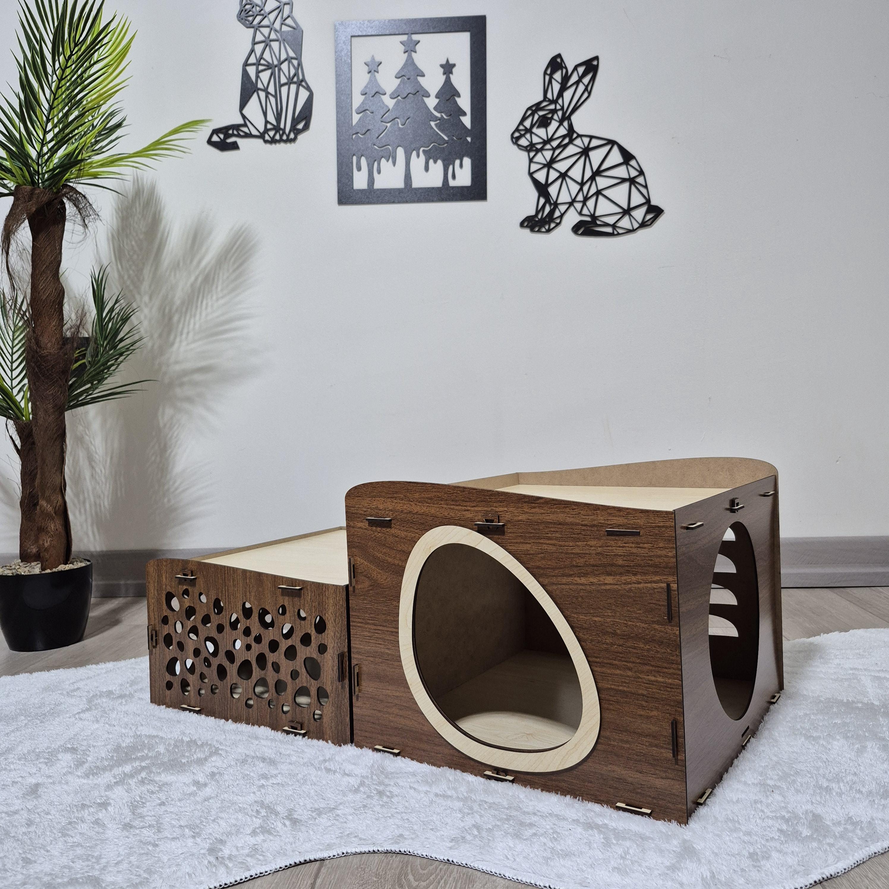 Refugio Modular de Lujo para Conejos: Dormitorio + Estación de Alimentación